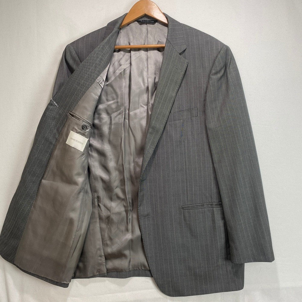 Samuelsohn Saks Fifth Avenue Grey Pinstripe Super 130s Wool Blazer 44R Canada